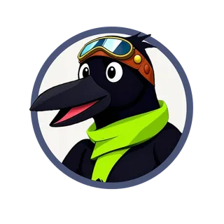 Russel, die Krähe – Maskottchen von Crow Loop Studio